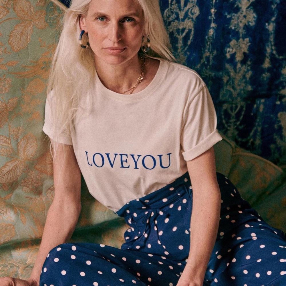 Sezane Love You - Sézane X Bobo Choses T-shirt Cream / Blue - Size M